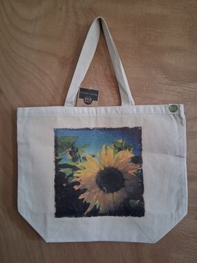 Canvas Sunflower Tote Bag - Yellow Sunflower Print